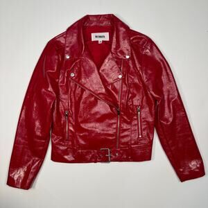 BB Dakota Red Patent Leather Motorcycle Jacket Size Medium